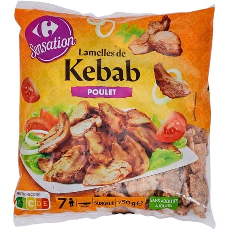 Carrefour sensation lamelles de kebab poulet 750g