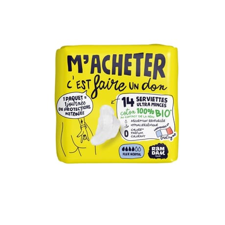 Ramdam serviettes jour coton 100% bio x14