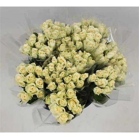 Bouquet de 9 roses blanches tiges de 50 cm