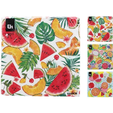Serviettes motif fruits x16