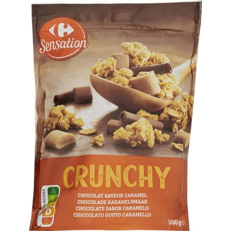 Carrefour sensation céréales crunchy chocolat caramel - 500g