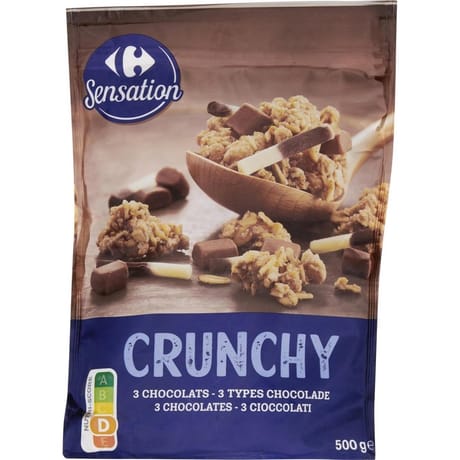 Carrefour sensation céréales crunchy 3 chocolats - 500g