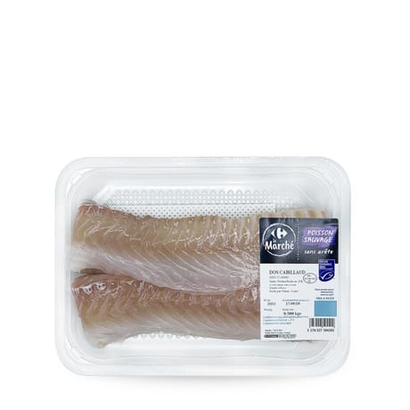 Filet de cabillaud CARREFOUR LE MARCHE la barquette de 500g