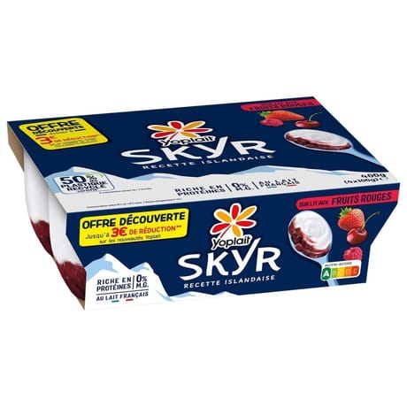 Skyr 0% mg sur lit fruits rouges 4x100g offre découverte