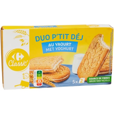 Carrefour classic' biscuits duo p'tit dej au yaourt 253g