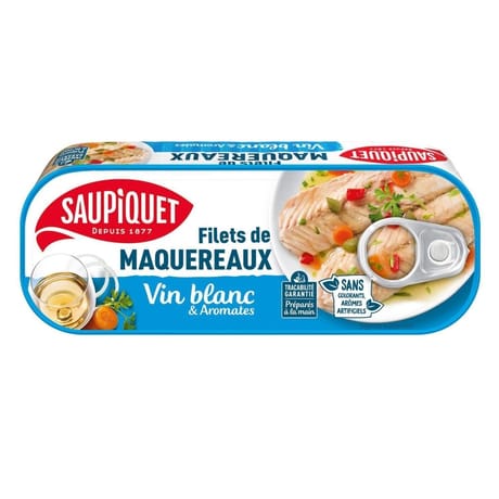Saupiquet filets maquereaux vin blanc et aromates 176g