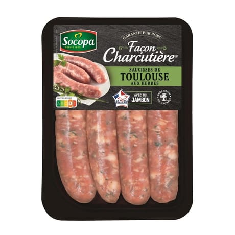Saucisse de Toulouse aux herbes x4 400g Socopa