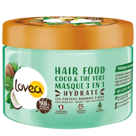 Lovea Hair food coco & thé vert masque 3 en 1 cheveux normaux à secs 390ml