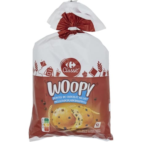 Carrefour Classic' brioches woopy pépites de chocolat au lait x12- 480g