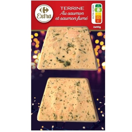 Carrefour extra terrine au saumon et saumon fumé 2 x 60g
