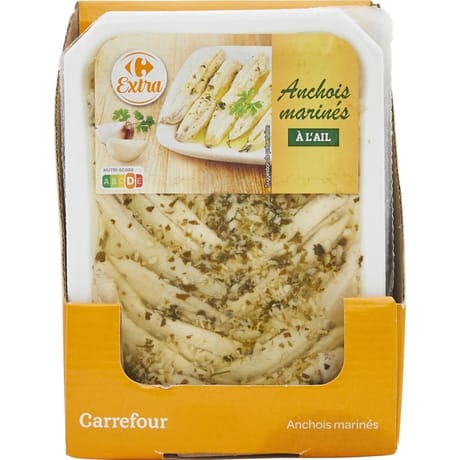 Carrefour extra anchois marinés à l'ail 105g