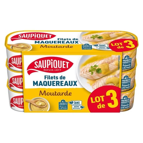 Saupiquet filet de maquereaux à la moutarde lot 3x169g