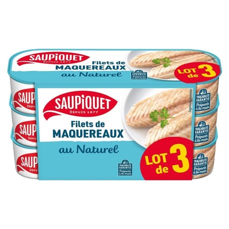 Saupiquet filets de maquereaux naturel 169g 1/4 lotx3 528g