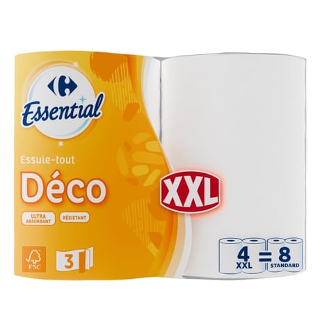 Carrefour essentiel essuie-tout ultra absorbant xxl x4