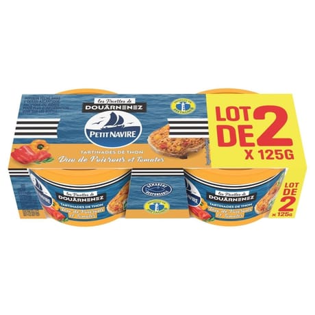 Petit navire tartinades de thon duo de poivron & tomates 2X125g 250g