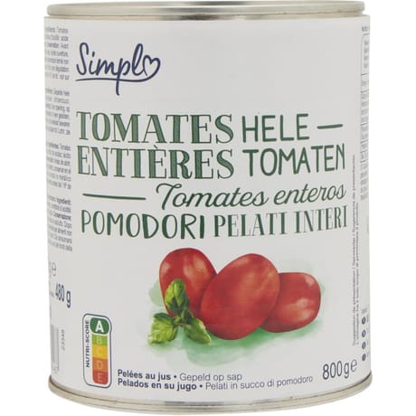 Simpl tomates entières pelées 480g
