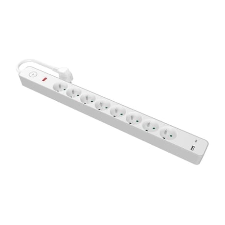 Carrefour bloc 8 prises parafoudre 2 usb (1xa+2xc)