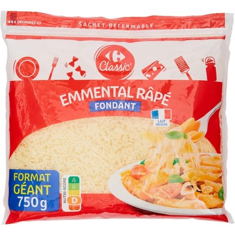 Carrefour Classic' fromage râpé emmental fondant 750g
