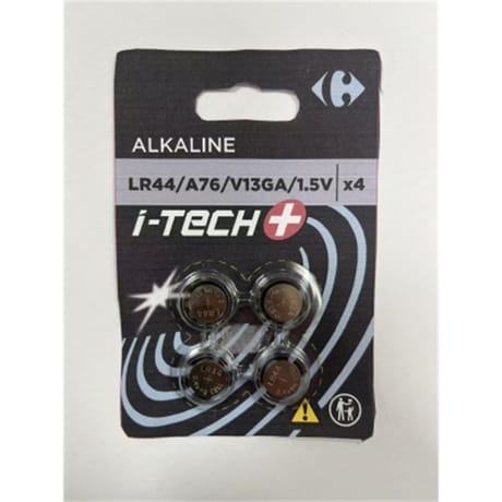 Carrefour 4 piles alcalines LR44 i-tech+