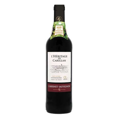 L'héritage de carillan cabernet sauvignon  IGP vin rouge 13°-75 CL