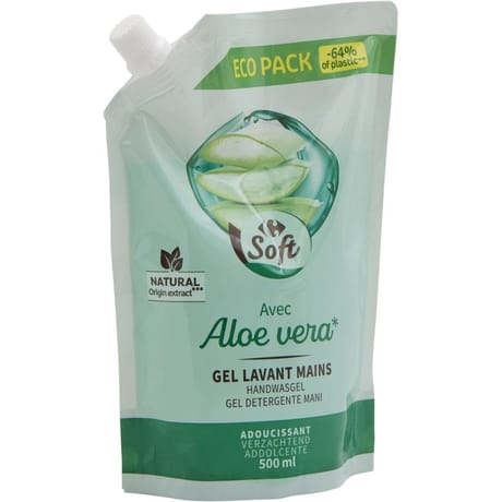 Carrefour soft gel lavant mains aloe vera 500ml