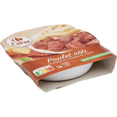 Carrefour extra plat cuisiné poulet rôti purée 300g