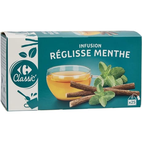 Carrefour classic' infusion réglisse menthe 25 sachets - 37,5g