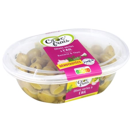 OLIVES DENOYAUTEES A L'AIL 200G