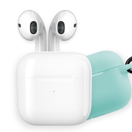 Apm écouteurs sans-fil tws blanc, housse silicone turquoise 600333
