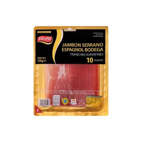 Espuna jambon Serrano espagnol Bodega 10 tranches superfines 120g