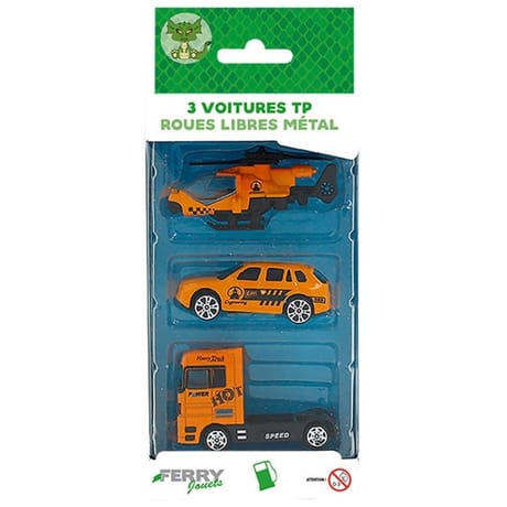 Coffret 3 véhicules travaux public métal