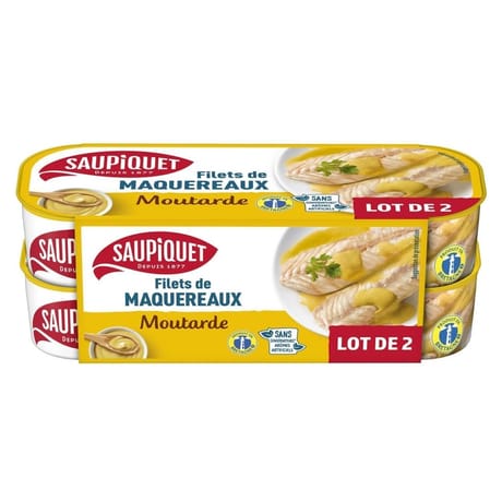 Saupiquet filets de maquereaux moutarde 1/4 169g lot de 2