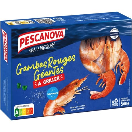 Pescanova gambas rouges géantes sauvages à griller 500g
