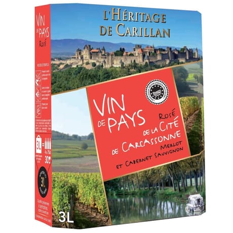 L'Héritage de Carrilan Merlot vin rosé IGP cité de Carcassonne 3l