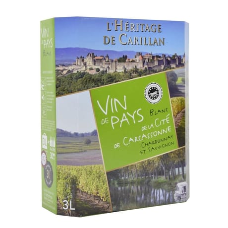 L'Héritage de Carillan vin blanc de pays IGP Cité de Carcassonne 3l