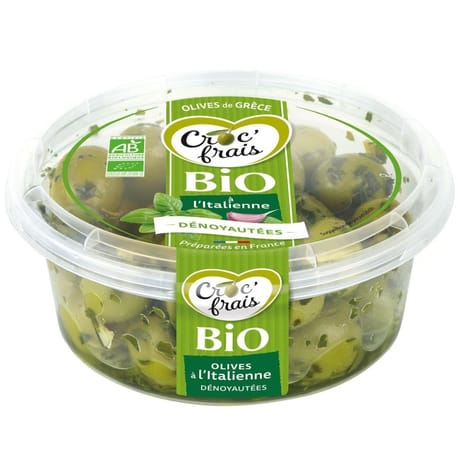 Olives vertes bio dénoyautées à l'italienne 120g