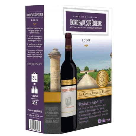 Cave d'augustin florent bordeaux supérieur vin rouge AOP 13.5°-3l