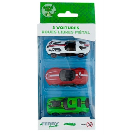 3 voitures métal roues libres