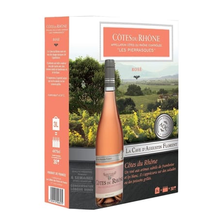 Côtes du Rhône vin rosé AOP cave d'Augustin Florent 3l
