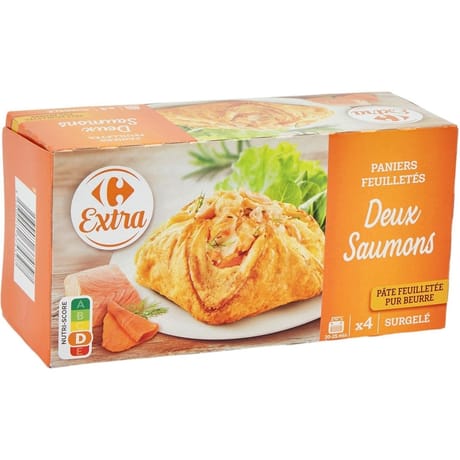 Carrefour extra paniers feuilletés deux saumons 400g