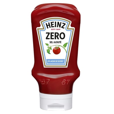 Heinz ketchup zéro sel ajouté 70% moins de sucres 230g