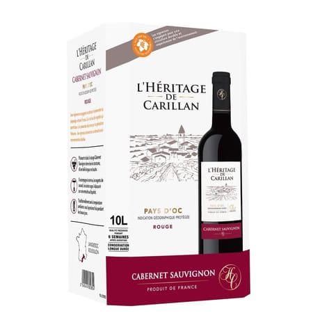 L'héritage de Carillan vin rouge igp Cabernet Sauvignon 10l