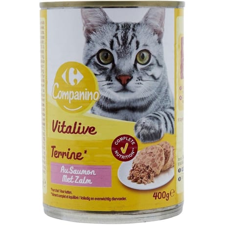 Carrefour companino pâtée pour chat au saumon 400g