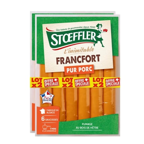 Stoeffler francfort pur porc lot 2x6 480g