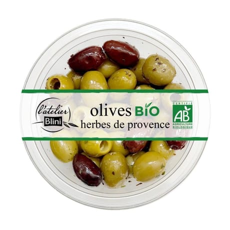 Atelier blini olives bio vertes et noires 150g