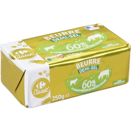 Carrefour classic beurre demi sel 60%mg 250g