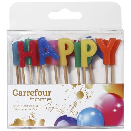 Carrefour Home bougie anniversaire Happy Birthday