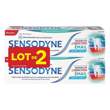 Sensodyne dentifrice sensibilite & gencives + email 75 ml lot de 2