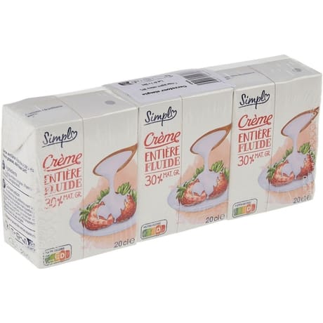 Simpl crème entière fluide 30% 3x20cl