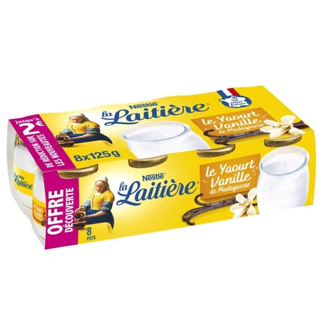 La Laitière Yaourt au lait entier vanille 8x125g offre découverte